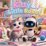 Cute kitten and little robot, best friends in Eli Goldman’s kids’ K-pop single