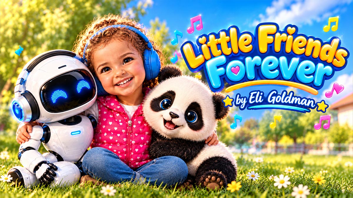 Little friends together in colourful artwork inspired by Eli Goldman’s kids’ K-pop single